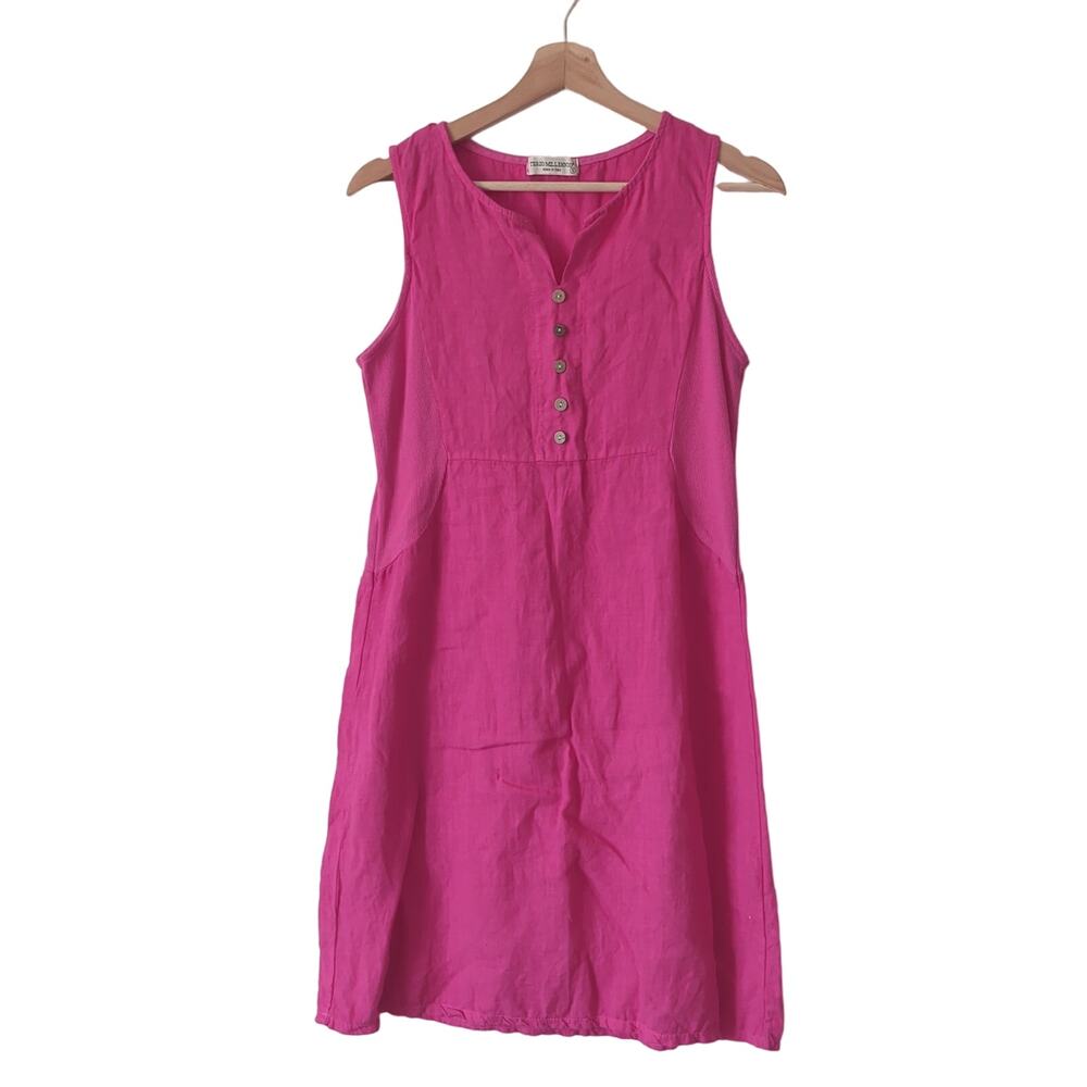 Terzo Millenio Dress Womens Small Made in Italy Pink Cotton Summer Beachy Travel